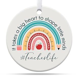 TinhCD Store Christmas Ornaments 2023, Teacher Gifts for Women, Thank You Gifts from Students, Teacher Gifts, It Takes a Big Heart to Shape Little Minds Ceramic Ornament, 6 Pack