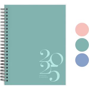 Rileys & Co 2025 Classic Weekly Planner - Annual Weekly & Monthly Agenda Planner, Jan - Dec 2025, Flexible Cover, Notes Pages, Twin-Wire Binding (6 x 8-Inches, Teal)