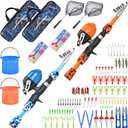 LEOFISHING 2 Set Kids Fishing Pole Set with Full Starter Kits Portable Telescopic Fishing Rod and Reel Cambos with All The Necessary Fishing Kits for Boys Girls and Youth, 180cm