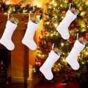 6 Pack White Christmas Stockings,20 Inch Snowy White Faux Fur Stockings Christmas,Xmas Stockings Hanging Stocking Christmas Decorations