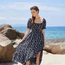 Scarlet Darkness Corset Dresses for Women Summer 2026 Floral Wedding Guest Chiffon Sundress (Black, XL)