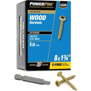 Power Pro Premium Exterior Wood Screws, #8 x 1-3/4"Inch All-Purpose Deck Screws for Outdoor Projects, T-25 Star Bit Included, Bronze, 160 Pieces | 48596V4