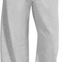 MOOSLOVER Women Barrel Sweatpants Baggy Wide Leg Pants Elastic Waisted Drawstring Lounge Sweat Pants with Pockets (Gray)