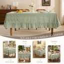 Romanstile Gingham Ruffled Tablecloth Rectangle - Waterproof Linen Cotton Checkered Table Cloth, Outdoor Plaid Table Cover for Picnic, Camping, Party - 60 x 84 Inch, Sage