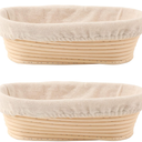 DOYOLLA Bread Proofing Baskets Set of 2 10 inch Oval Shaped Dough Proofing Bowls w/Liners Perfect for Professional & Home Sourdough Bread Baking