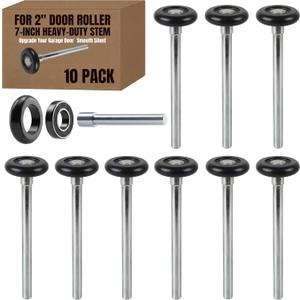 10 Pack 7" Stem Black 2" Sealed Nylon Commercial Garage Door Roller, Ultra Quiet Long-Lasting Durable High Load, Use Double Seals Precision Bearings for Home&Commercial