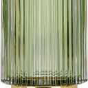 DASITON Makeup Brush holder Organizer,Crystal Cosmetic Makeup Brush Glass Brushes Storage Holder, Vintage Make Up Brush Cup Pen Pencil Holder striped vase(Green L)