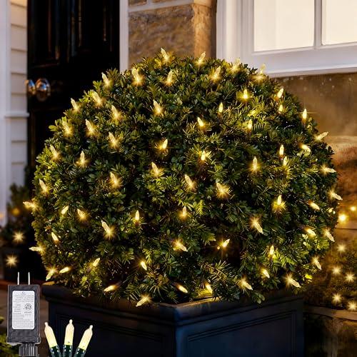 Christmas Net Lights Outdoor 120 LED 6ftx5ft Christmas Decorations Light ,8 Modes Connectable Waterproof Net Mesh Lights for Xmas Trees, Bushes, Wedding, Garden, Outdoor, Indoor Decor (Warm White)