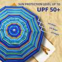AMMSUN 8 Feet Large Beach Umbrella with Sand Anchor Heavy Duty High Wind Portable Outdoor Umbrellas UV 50+ Protection Air Vent Tilt Patio Garden Pool