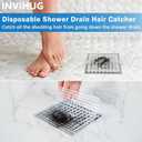 INVIHUG,25 Pack, Disposable Shower Drain Hair Catcher Mesh Stickers,Disposable Hair Drain Catcher. (4.1inch Square)