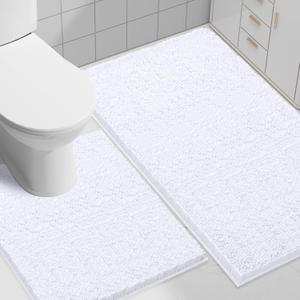 Smiry Bathroom Rugs and Mats Set, 2 Piece U Shaped Chenille Bath Mat and U-Shaped Toilet Rug Set, Non Slip Absorbent Shaggy Bath Rug for Tub, Shower and Bath Room (30" x 20"+24" x 20", White) Smiry Bathroom Rugs and Mats Set, 2 Piece U Shaped Chenille Bath Mat and U-Shaped Toilet Rug Set, Non Slip Absorbent Shaggy Bath Rug for Tub, Shower and Bath Room (30" x 20"+24" x 20", White)