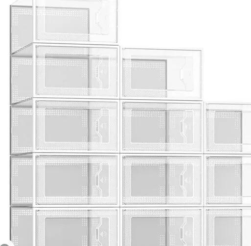 SEESPRING Shoe Storage Box, Clear Plastic Stackable Shoe Organizer Large, 9" x 5,5" x 0,5"
