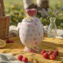 DIF DECO Cute Storage Jars with Airtight Lid, Funny Candy Shape Ceramic Food Container, Cookie Canister for Coffee Bean, Sugar, Tea, Spices, Cereal, Nuts, Dog Treat-700 ml / 23.7 oz(Pink Dots)