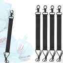 4pcs Snowboard Short Leash with Key Ring, 25cm/9.84in Polyester Ski Leash Safety Harness Snowboard Binding Straps for Men Women