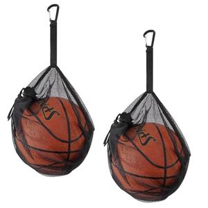 YSYONM Single Ball Bag with Buckle Clip Mesh Shoulder Bag Drawstring Sling Backpack Balls Storage Bags with Zipper Pocket for Carrying Basketball Soccer Volleyball Rugby 2 Pack