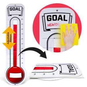 Fundraising Thermometer Chart Goal Tracker | Dry Erase Goal Setting Wall Mounted Thermometer | Giant Sales Goal Board with Pull-Through Ribbon Progress Tracker (46 x 12) by ORCA