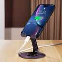 360° Rotation Carbon Steel Alloy Cell Phone Stand, Folding Phone Stand/ Portable Phone Holder Suitable for All Smartphones (Purple）