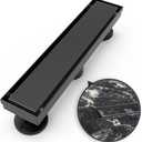 12 Inch Linear Shower Drain Rectangular Floor Drain with Accessories Reversible 2-in-1 Cover Tile Insert Grate Removable SUS304 Stainless Steel CUPC Certified Matte Black