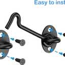 2 Pack Barn Door Latch Lock 3" Black Hook and Eye Latch with Screws, Rust-Resistant Metal Gate Latch for Window, Cabin Hooks, Sliding Door, Bathroom, Bedroom