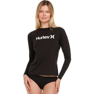 Hurley Rash Guard for Women, Womens Rash Guard Long Sleeve Shirts, Rashguard Swim Shirt Women UPF 50+ SPF & UV Protection (Large, Black)