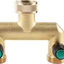 Hose Splitter, 2 Way Heavy Duty Brass Garden Hose Splitter, Outdoor Faucet Splitter, for 3/4" Hose Connector, Hose Spigot Adapter with 2 Individual ON/Off Valves