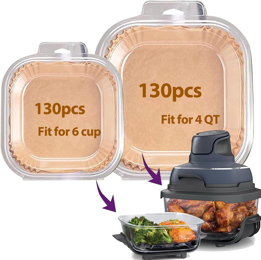 Air Fryer Liners Disposable for Ninja Crispi, 260 PCS Ninja Crispi Air Fryer Accessories for Ninja Crispy Glass Container, Ninja Crispi Accessories for 4 QT & 6 Cup Ninja Crispy Air Fryer (Small+Large)