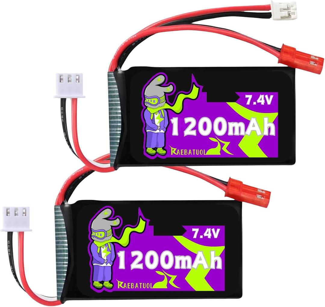1200mAh 7.4V LiPo Battery with JST & PH2.0,2S High Capacity RC Battery Fit for SCX24 A949 959 969 979 WPL MN RC Car Boats Trucks - 2 Pcs 1200mAh 7.4V LiPo Battery with JST & PH2.0,2S High Capacity RC Battery Fit for SCX24 A949 959 969 979 WPL MN RC Car Boats Trucks - 2 Pcs