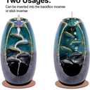 SPACEKEEPER Ceramic Backflow Incense Holder Waterfall Incense Burner, Aromatherapy Ornament Home Decor with 120 Backflow Incense Cones + 30 Incense Stick , Blue Set