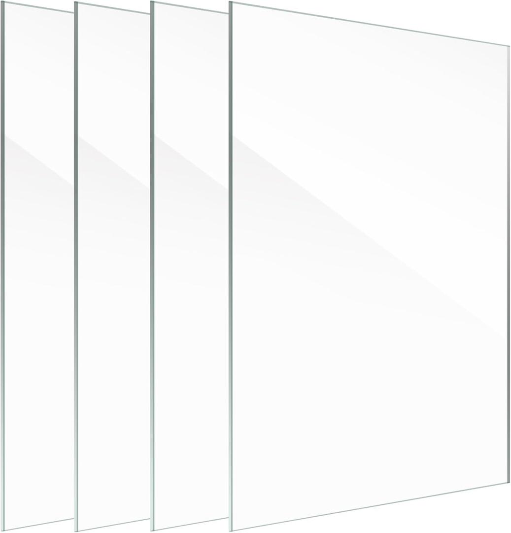 8x10 Glass Replacement Sheets for Picture Frame Set of 4, 8 by 10 Real High-Definition Glass Cover (8x10)