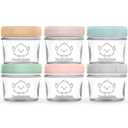 KeaBabies 6pk 4oz Glass Baby Food Containers with Lids - Leak-Proof, Microwavable Small Glass Jars, Baby Purees & Toddler Snack Storage Containers, BPA-Free, Dishwasher & Freezer Safe (Musk Dusk)