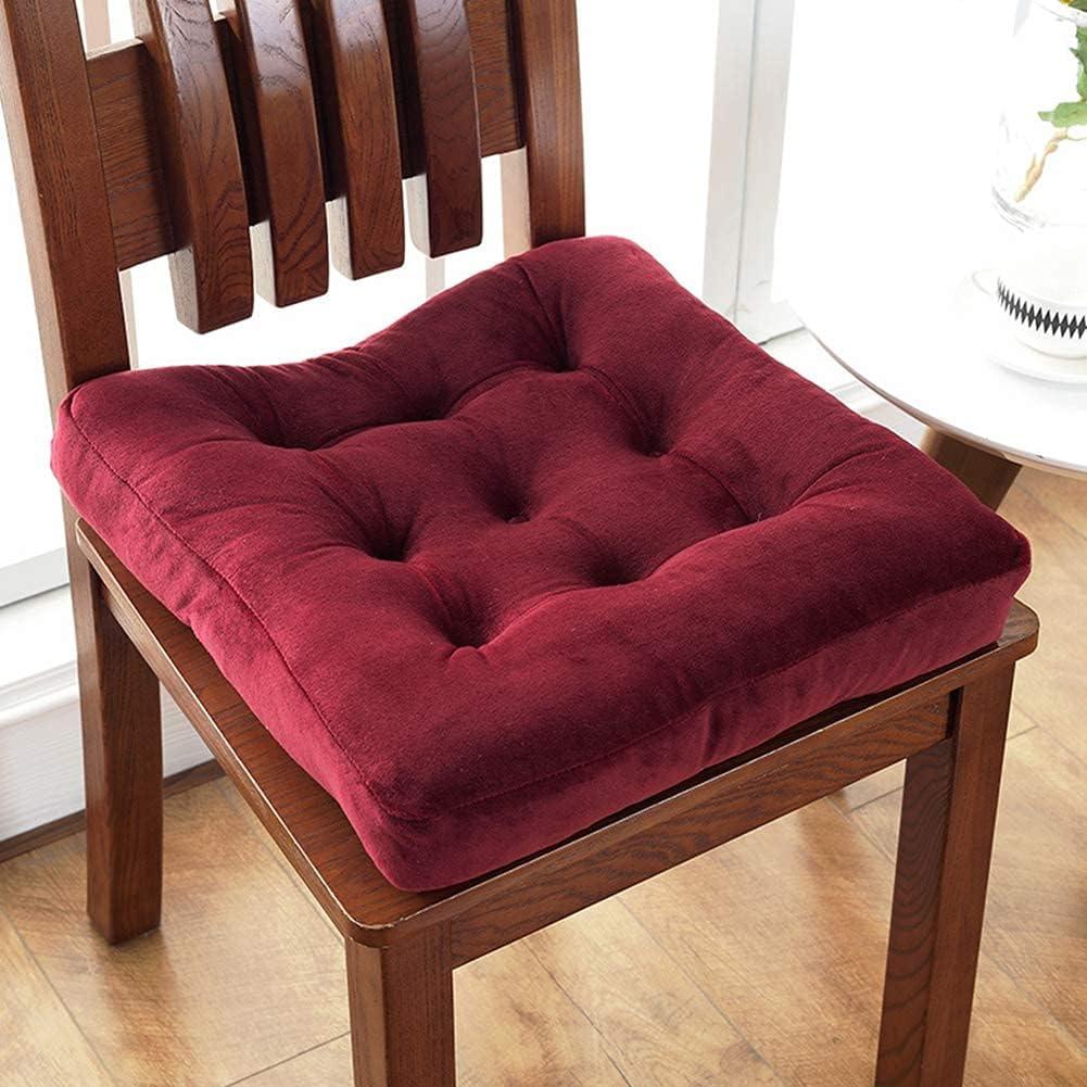 vctops Christmas Red Velvet Solid Chair Pad Super Soft Plush Washable Square Seat Cushion for Kitchen Dining Room (Wine Red, 18" x 18")