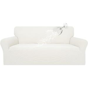 Easy-Going 100% Waterproof Couch Cover, Dual Waterproof Sofa Cover, Stretch Jacquard Sofa Slipcover, Leakproof Furniture Protector for Kids, Pets, Dog and Cat (Oversized Sofa, Cream)