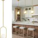 Yunnix Pendant Lights Kitchen Island, Pendant Light Fixtures, Modern Gold Globe Glass Pendant Lighting, Brass Mid Century Chandelier One Light for Bathroom Bedroom Dining Room(Bulb Not Included)