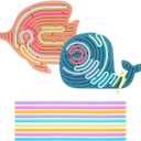 2 Pack Double-Sided Silicone Sensory Fidget Toy with 20 Random-Color Strings, Sensory Activity Board for Kids and Adults with Autism, ADHD, Silent, Stress Relief, Calming, Focus, Gift for Girls Boys