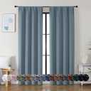 Simplebrand Ava Stone Blue Blackout Curtains for Bedroom 84 Inch Length 2 Panels Set, Solid Thermal Insulated Privacy Living Room Window Treatment Curtains Blackout Drapes, W40 x L84 Inch, Stone Blue
