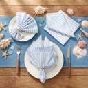 Funnymoom 24 Pcs Coastal Blue and White Striped Cloth Napkins Last Toast on the Coast Party Reusable Napkins French Retro Toile Dinner Soft Absorbent for Summer Holiday Party