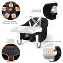 MTWML Hook On High Chair with Tray,Portable Baby High Chair that Attaches to Table,Clip On Fast Table Seat for Babies and Toddlers.Baby Feeding Seat for Dining Tables and Counter(Pure-Black)