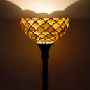 Tiffany Torchiere Floor Lamp Stained Glass Fish Scales Style Standing Corner Torch Uplight 12X12X72 Inch for Bedroom Living Room Home Office