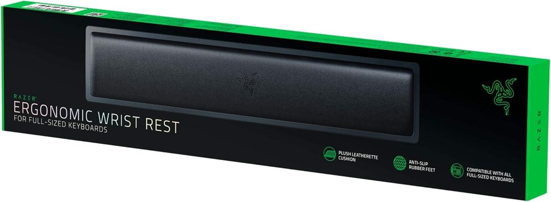 Razer Ergonomic Wrist Rest for Full-Sized Keyboards: Anti-Slip Rubber Base - Angled Incline - Classic Black