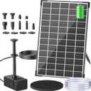 Biling 12W Solar Fountain Pump with 5000 mAh Battery Backup, 80GPH Solar Water Pump with 8 Nozzles, 5ft Tubing for Bird Bath Small Garden Pond Water Features