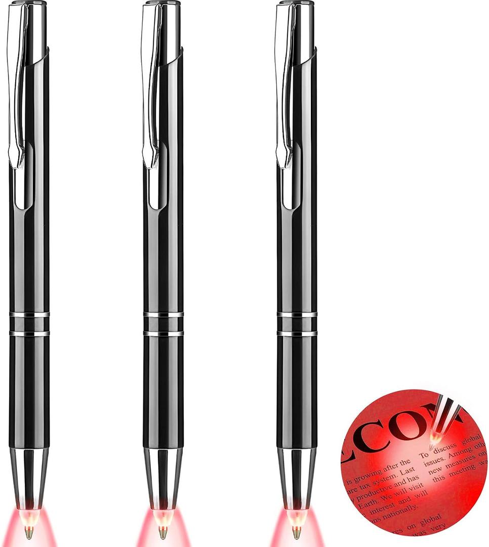 Zonon Lighted Tip Pen Flashlight Writing Ballpoint Pens LED Penlight Light Up with Bright White Light for Writing in the Dark, 3 Pieces