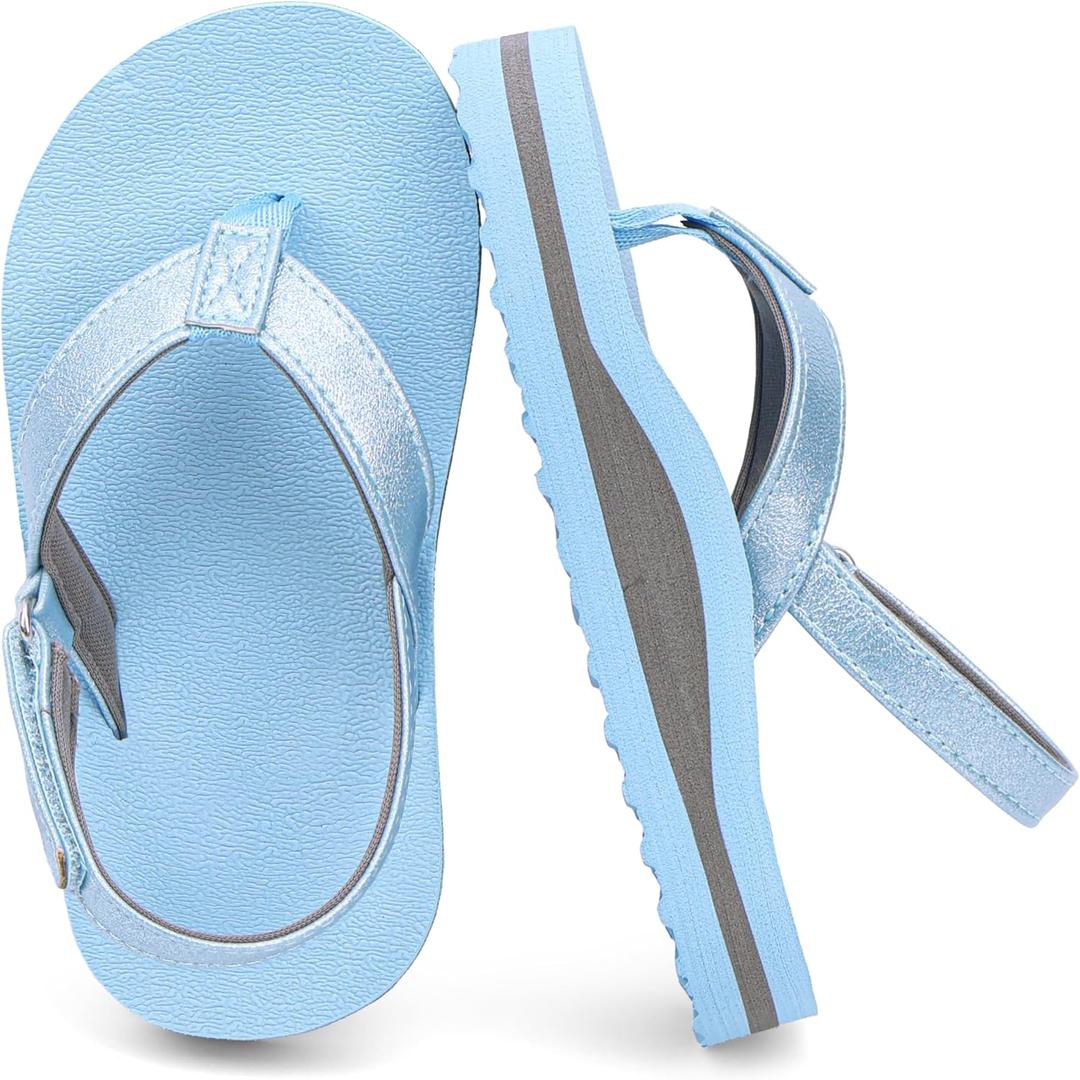 INMINPIN Toddler Boys Girls Flip Flops Comfortable Cushion Mat Summer Beach Pool Sandals Little Kids Non Slip Slide Sandal with Backstrap