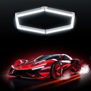 Hexagon Garage Lights, 42W 6500K Hexagon Lights Easy Install Super Bright Garage Lighting Ceiling LED for Garages Workshop Warehouse Basement Gym (1 HEX)