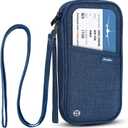 RFID Family Passport Wallet Holder Waterproof, Travel Document Organizer Credit Card Clutch Bag for Men Women