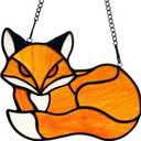 Stained Glass Red Fox Window Hanging Suncatcher Ornament Sun Catcher Indoor Window Home Decoration, Fox Decor Themed Gifts for Friend, Family, Women