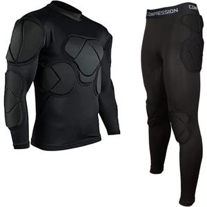Men's Padded Football Protective Gear Set Training Suit for Soccer Basketball Paintball Rib Protector (Medium, Black)