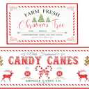 Christmas Farmhouse Kitchen Rugs, Thick Xmas Kitchen Mats Set of 2 for Christmas Decor Non-Slip Washable Old Fashion Holiday Kitchen Rugs with Candy Canes Carpet Winter Bathroom Doorway -17x28x17x47