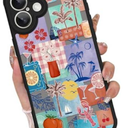 OOK Magnetic for iPhone 16 Case Cute Palm Tree Beach Collage Design for Girls Women Compatible with Magsafe Soft TPU Camera Lens Protective Phone Cover Blue #1