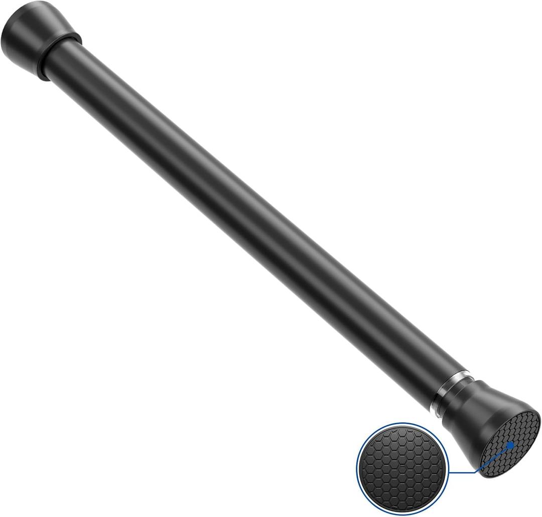 Black Tension Curtain Rod 16 to 26 Inch Spring Rods No Drilling Adjustable Rods for Doorway, Kitchen
