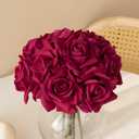DUYONE Artificial Roses Single Stem 10pcs Fake Silk Flower Arrangement Bouquet for Home Party Wedding Decoration(Rose red)